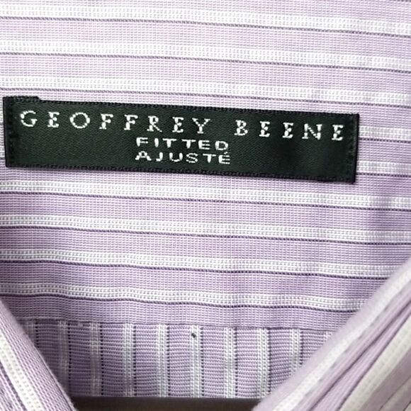 🎁5/$25 Geoffrey Beene Mens Dress Shirt Button Down 17.5 34/35 No Iron - Picture 2 of 8